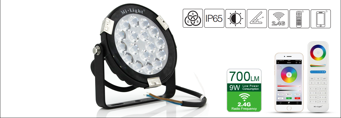 Waterproof IP65 9W RGB+CCT LED Garden Light